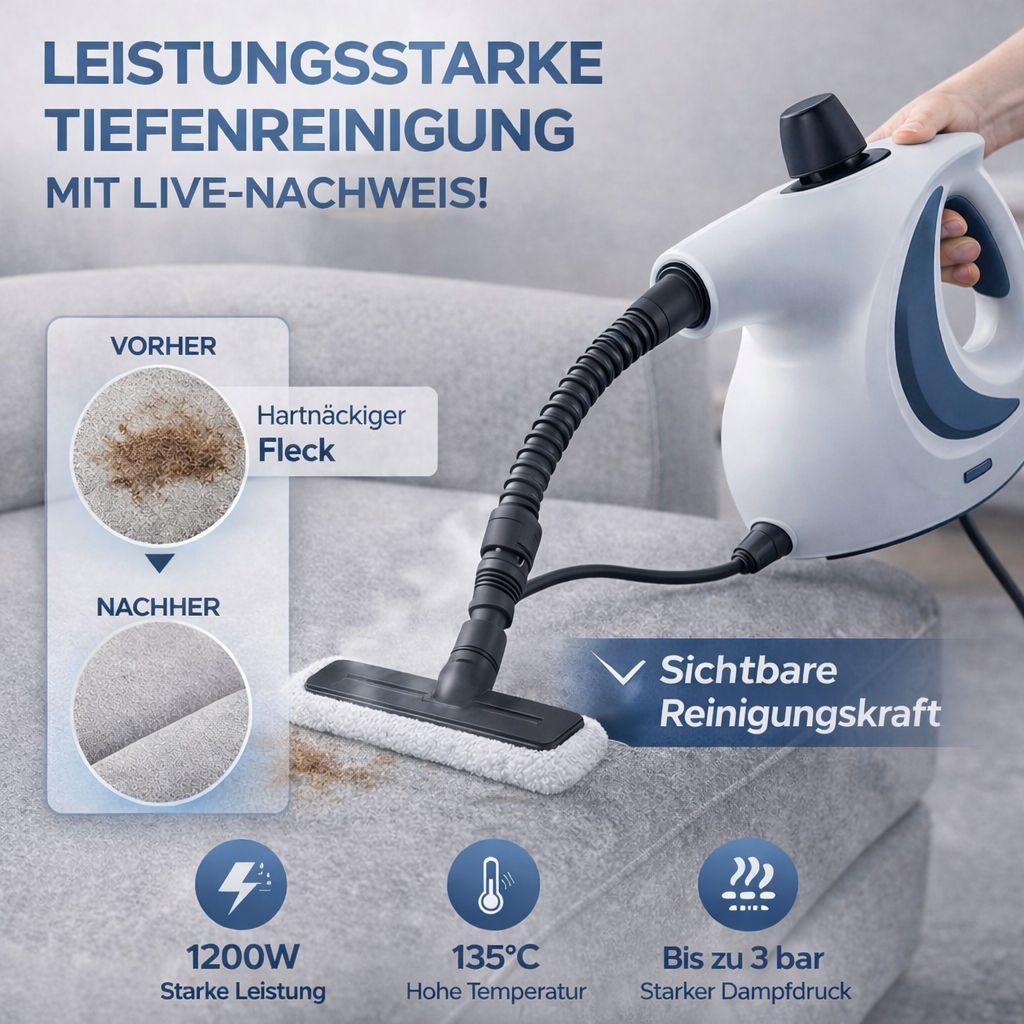 STEAM-IO Dampfreiniger – Ersetzt alle chemischen Reinigungsmittel
